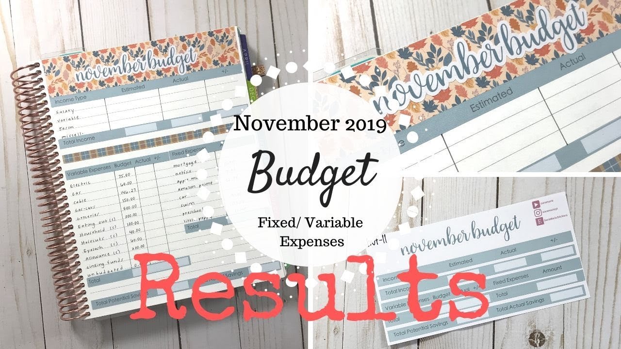 November 2019 Budget Results | GREAT Month! | Sara Marie Stickers | Erin Condren Deluxe Monthly |