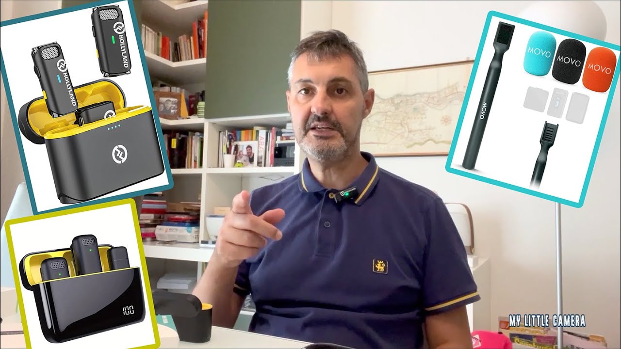 Confronto microfoni lavalier wireless di Temu con Hollyland Lark M1 e prova impugnatura Movo