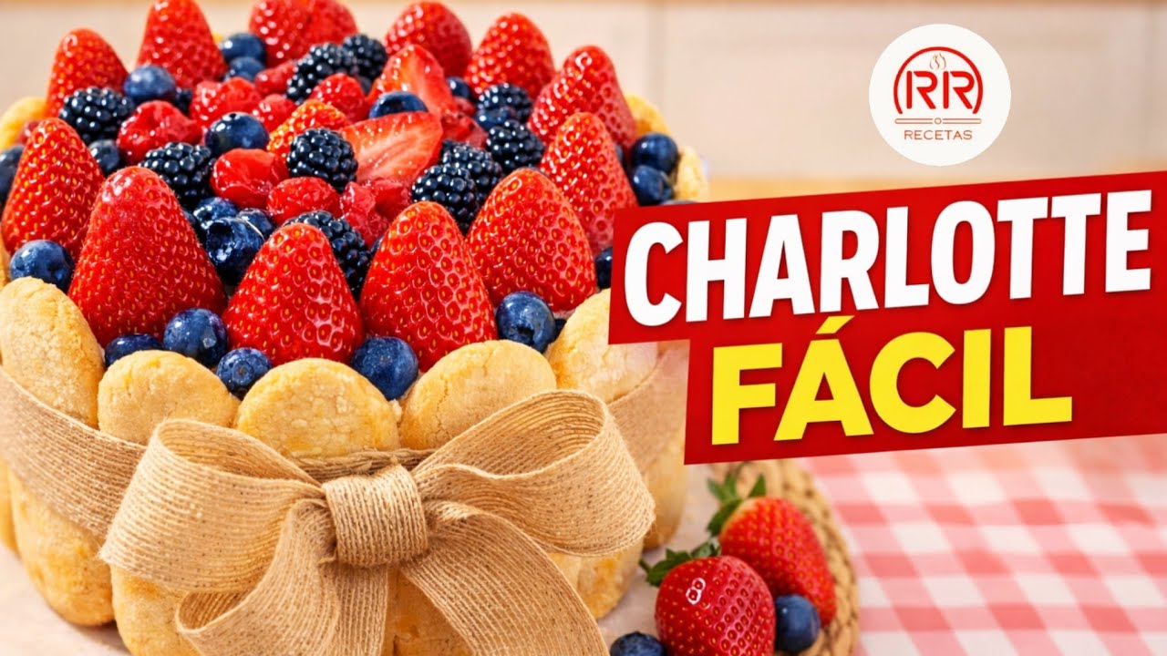 TARTA CHARLOTTE (CARLOTA) DE FRESA FÁCIL 🍓|  Sin horno y con trucos para que quede PERFECTA