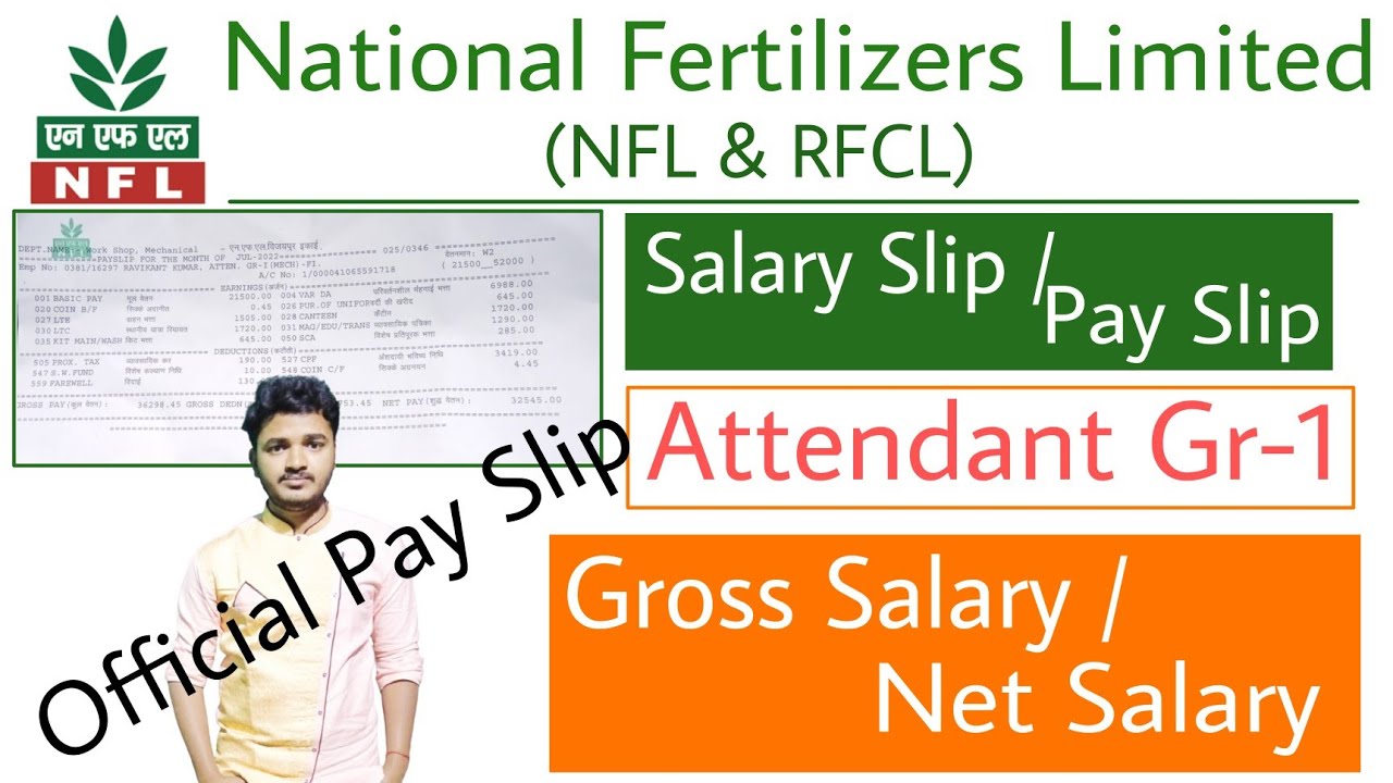 NFL Salary Slip | National Fertilizers Limited Salary Slip | NFL Attendant Gr-1 Gross, Net Salary