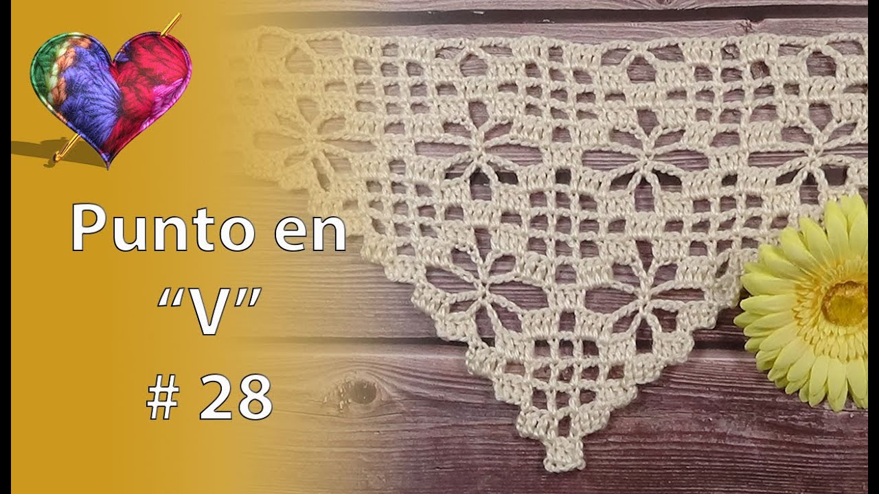 Простой V-образный узор крючком № 28