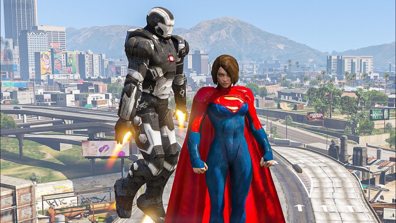 Supergirl vs Rhodes (Warmachine) - GTA 5  Supergirl mod - CocoBibu