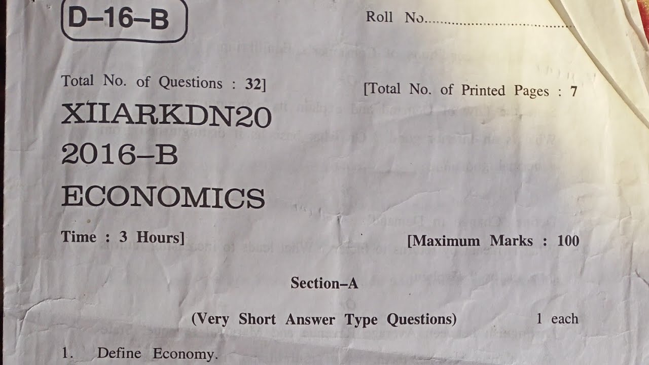 jk bose class 12th economics paper 2020 Kashmir division//