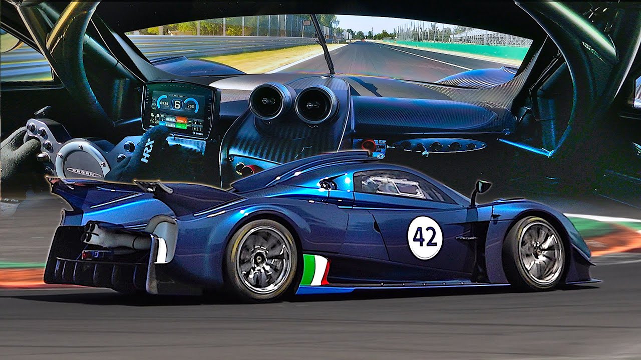 320kph onboard the Pagani Huayra R FLAT-OUT at Monza circuit feat. SCREAMING 9,000rpm V12 Sound!