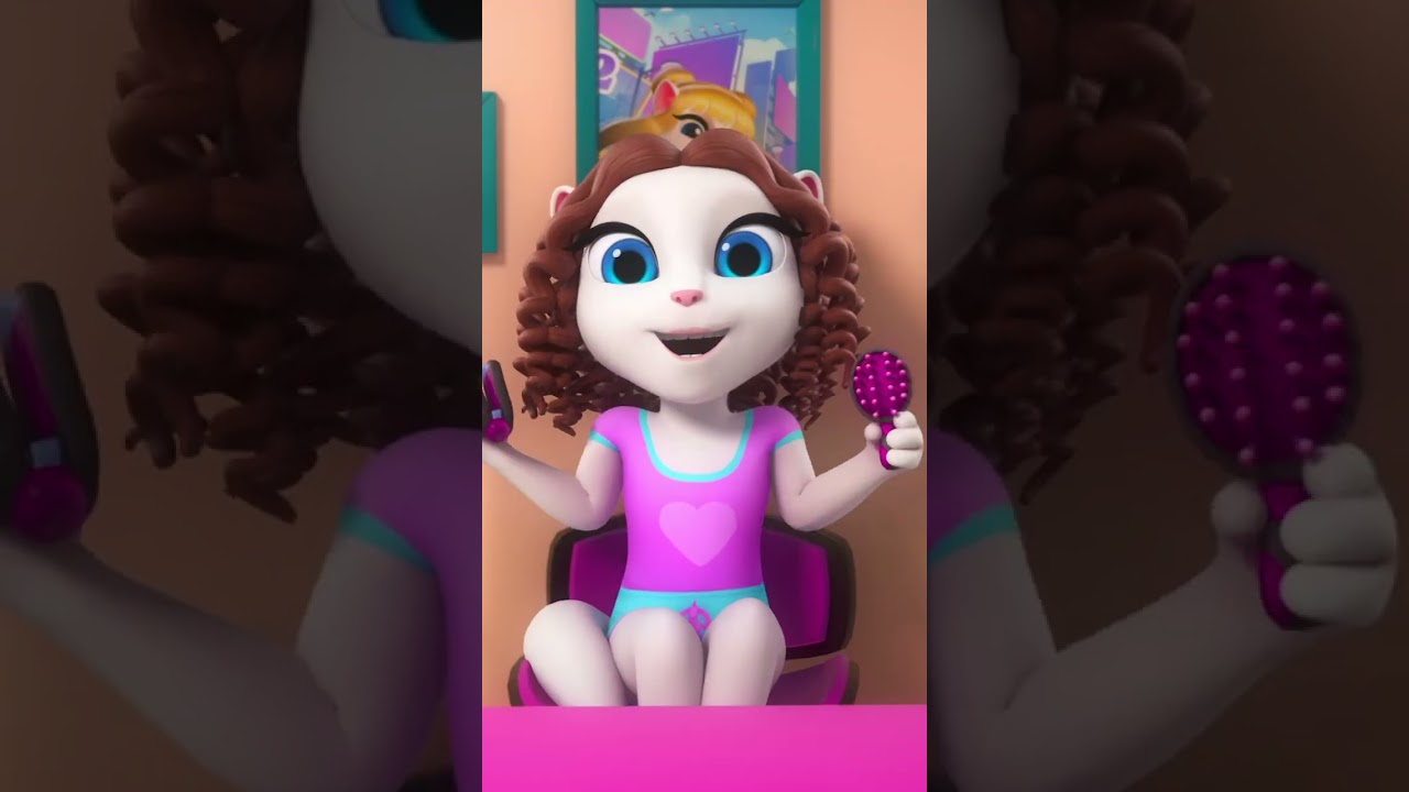 Cabelo rebelde? S&oacute; na sua cabe&ccedil;a! 😄😅 #MinhaTalkingAngela2 #Sal&atilde;oDeBeleza