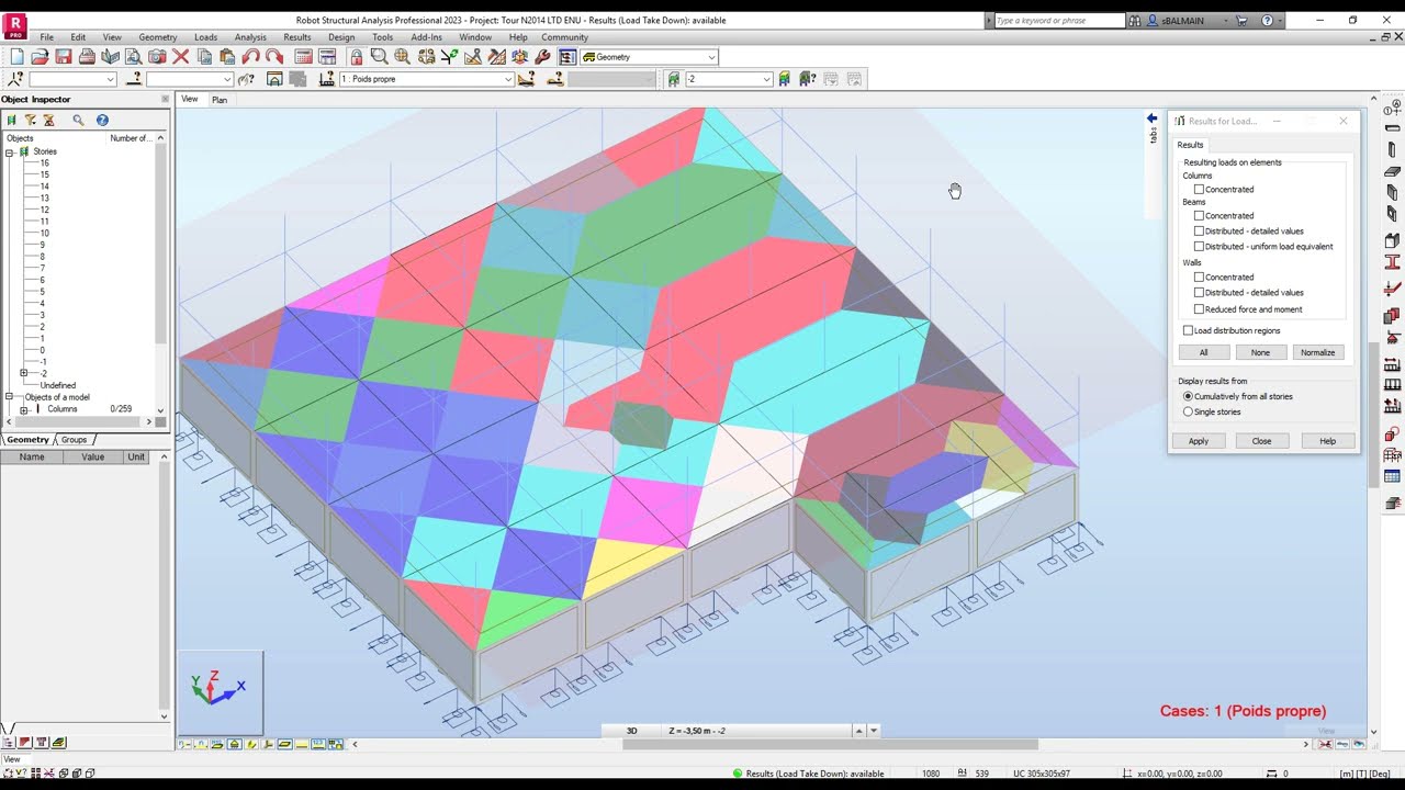 Tutorial Gravity Analysis with Load Takedown Method - Robot Structural Analysis Professional 2023