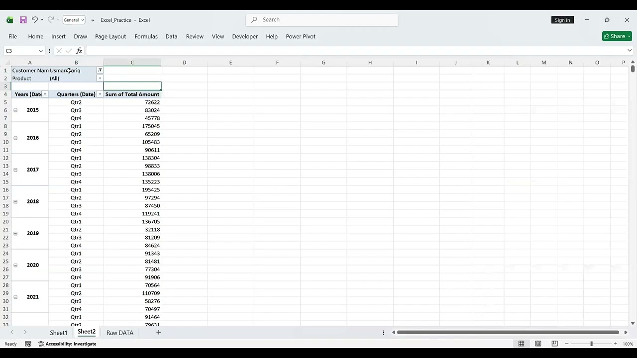 Hafiz Saud Saeed Excel Pivot Table  LEC-2
