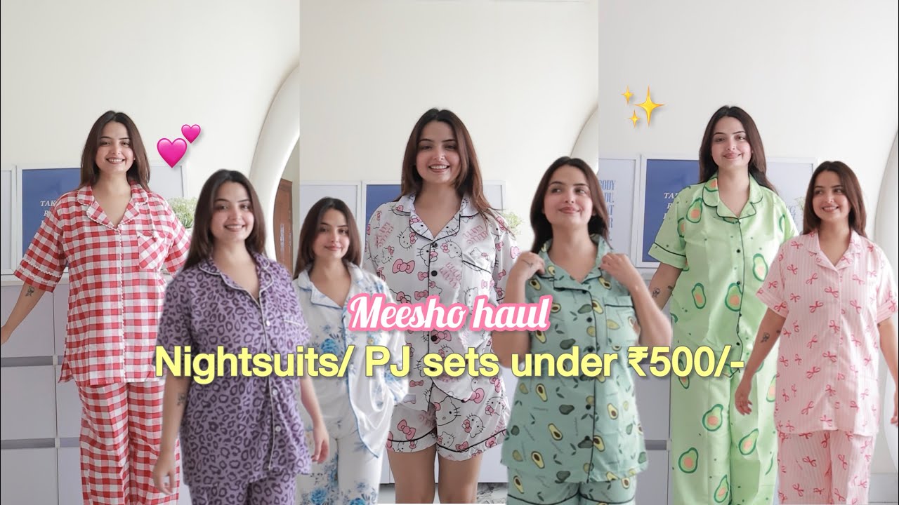 Ordered 10 nightsuits from meesho under ₹500 😍🤚💅 #meeshohaul #nightsuitforgirls 