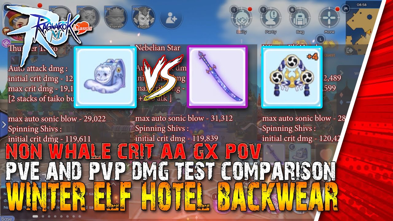 Ragnarok M: Classic Winter Elf Hotel Back Wear PVE & PVP Damage Test Comparison