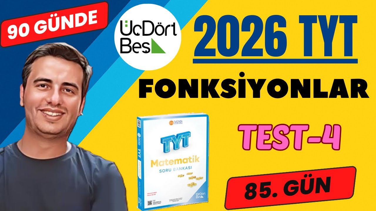 FONKSİYONLAR | TEST-4 | 85.GÜN | 90 GÜNDE 345 TYT MATEMATİK SORU BANKASI ÇÖZÜMLERİ | 2026 #345