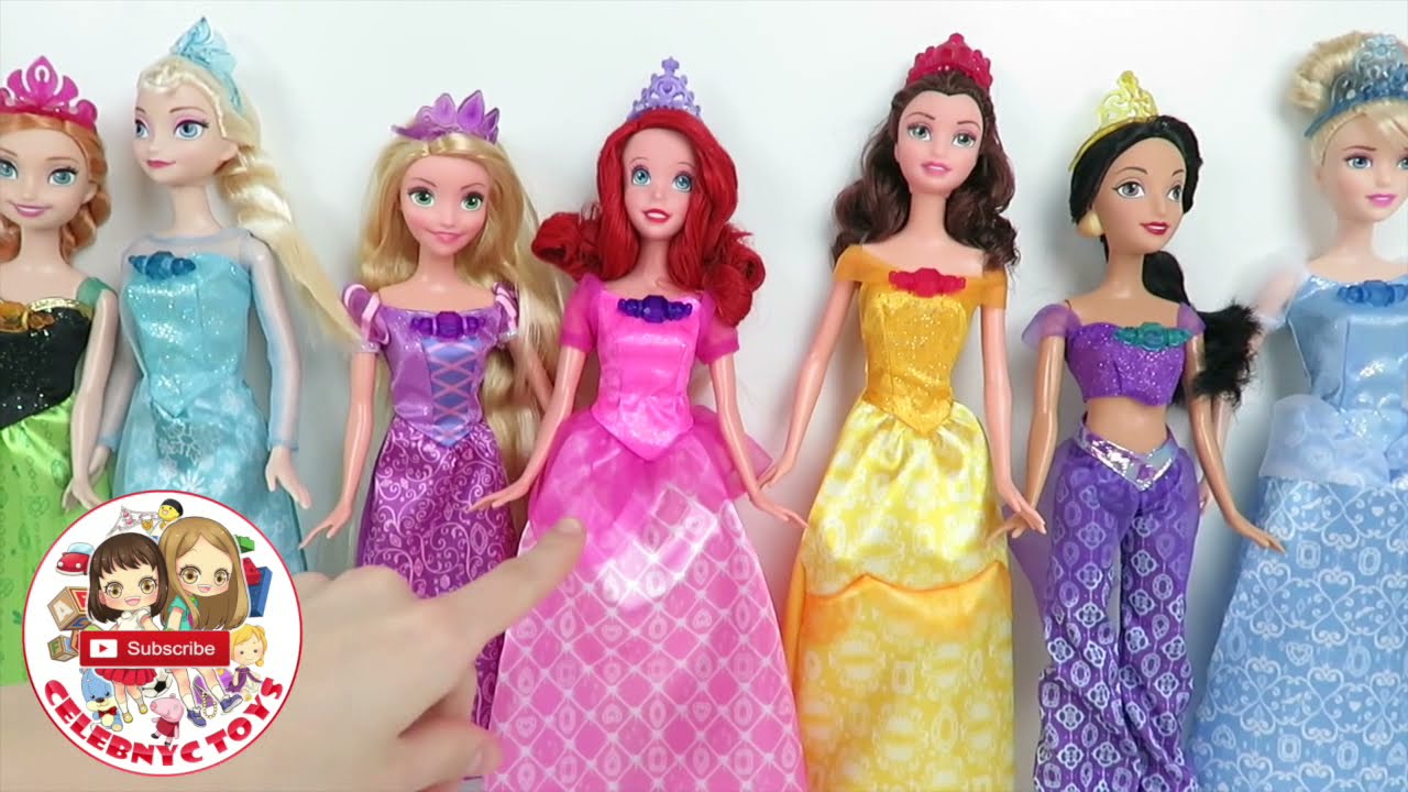 7 Disney Princess Doll Colorful Dress Collection