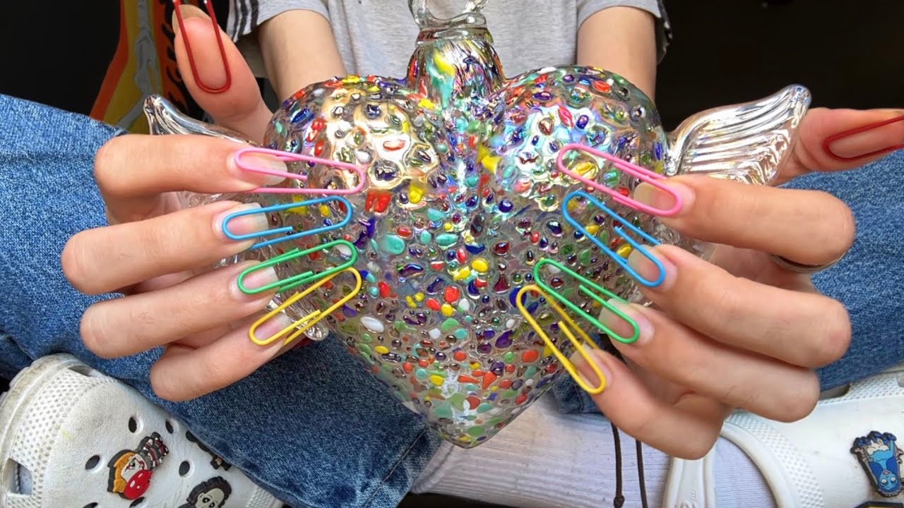 ASMR Tapping & Scratching with Paper Clip Nails 💅 - lofi