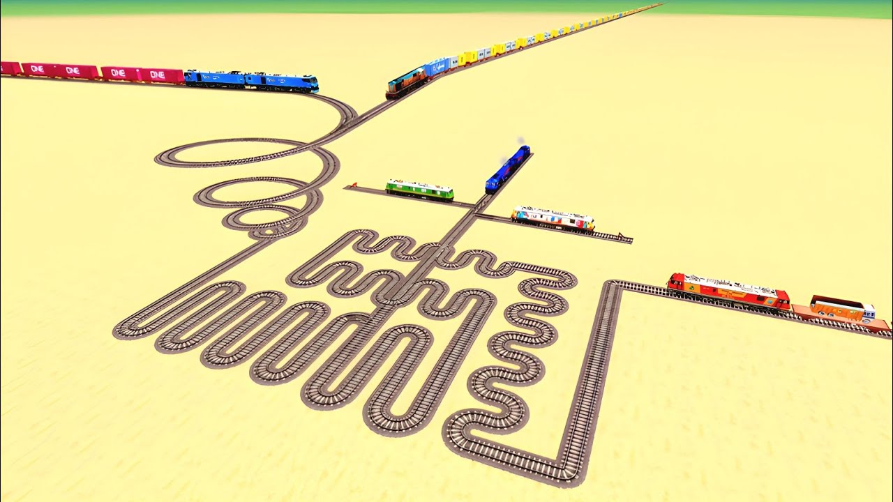 🚆SIX TRAIN CROSSING SNAKE CIRCLE ZIG ZAG ⭕VTRACK RAILROAD RAILWORK BEANG DRIVE 