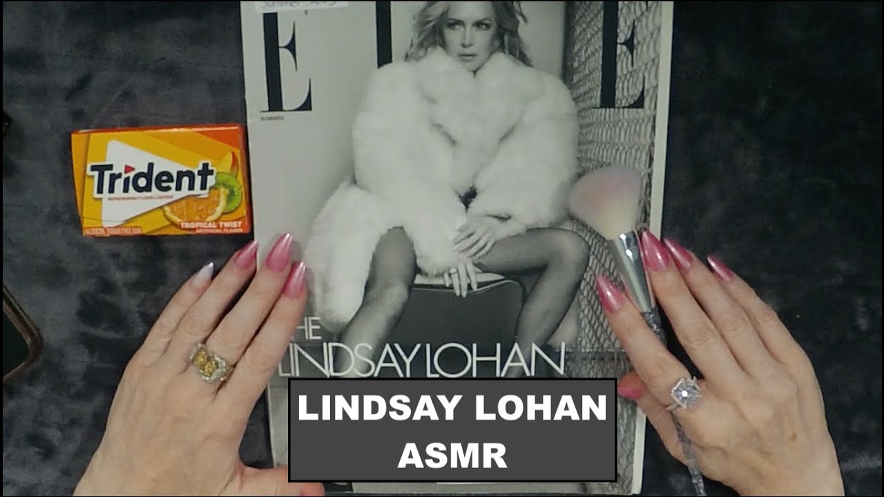 ASMR Gum Chewing Magazine Flip Through | Lindsay Lohan Whispered Page Turning