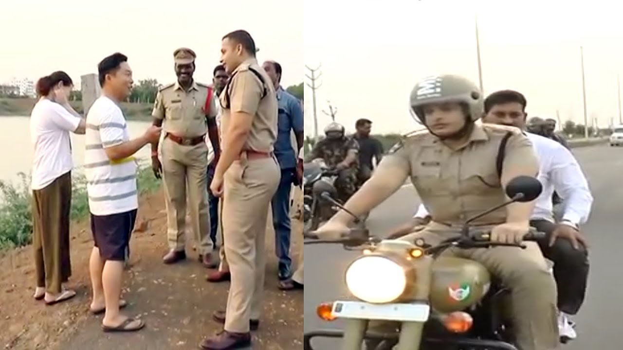 Prakasam District SP Siddharth Kaushal Bike Ride in Ongole City || Bezawada Media