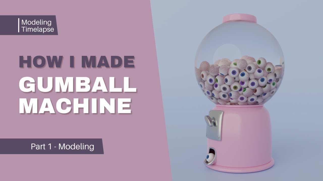 Making a Cute and Creepy Gumball Machine in Blender - 3D Modeling Timelapse - Part 1