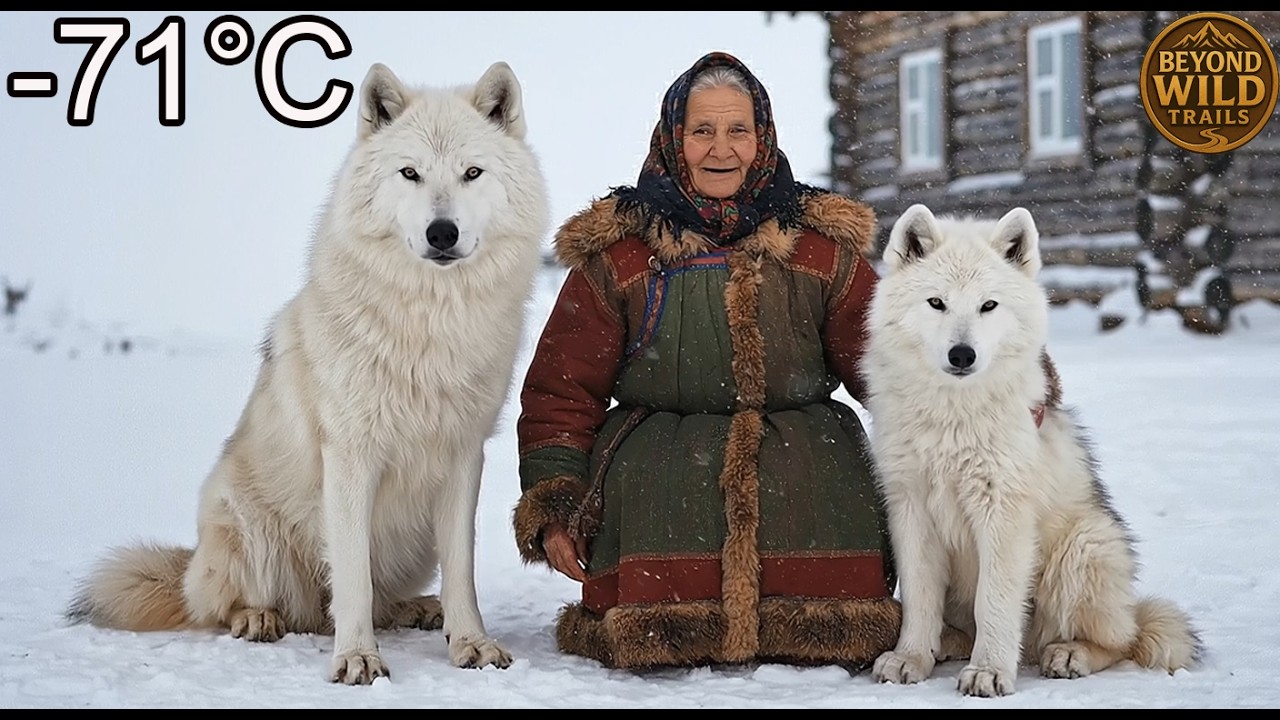 A Wild Snow Wolf Brought Her Sick Cub to An Old Woman's Door in -71°C Siberia
