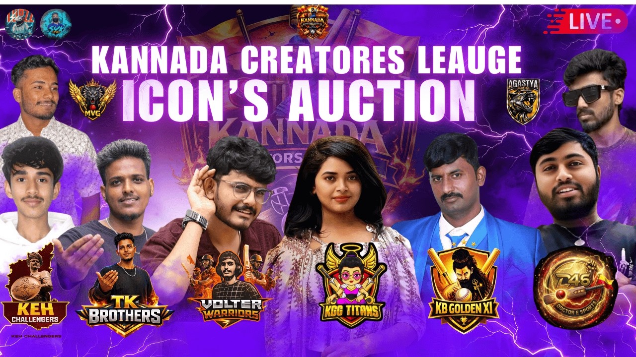 KANNADA CREATORS LEAGUE || ​ICONS AUCTION || DAY 1 || OWNERS LOGO REVEAL