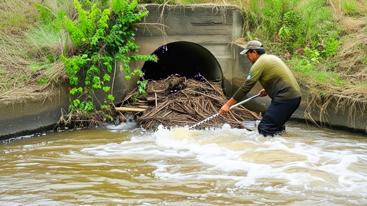 Importance Remove Debris Clogged Culvert Farm