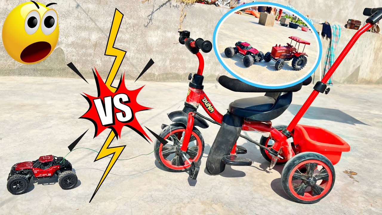Rc car vs cycle ko khicha power full😳🥵 yaar kamal hii kar diya 🔥❤️