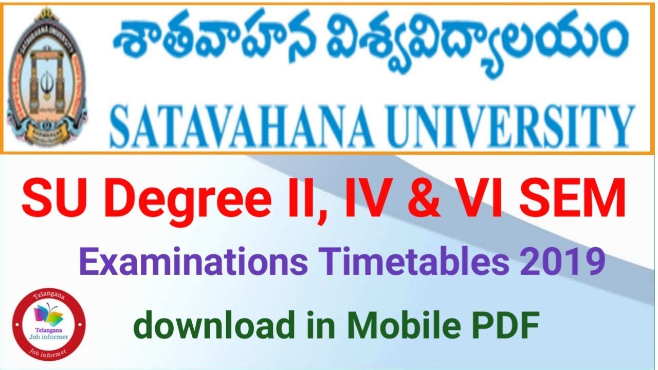 SU Degree II, IV & VI Semester Examinations Timetables 2019