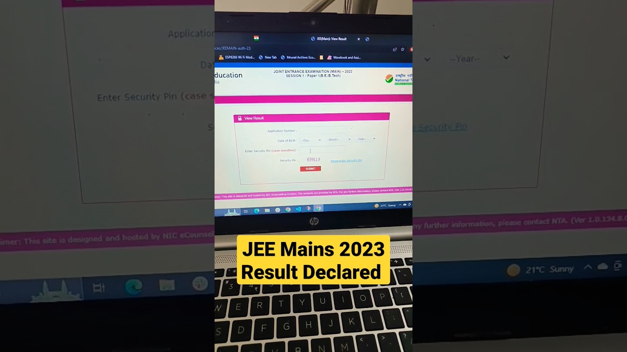 JEE Main 2023 Result Declared | Official NTA Notification #shorts