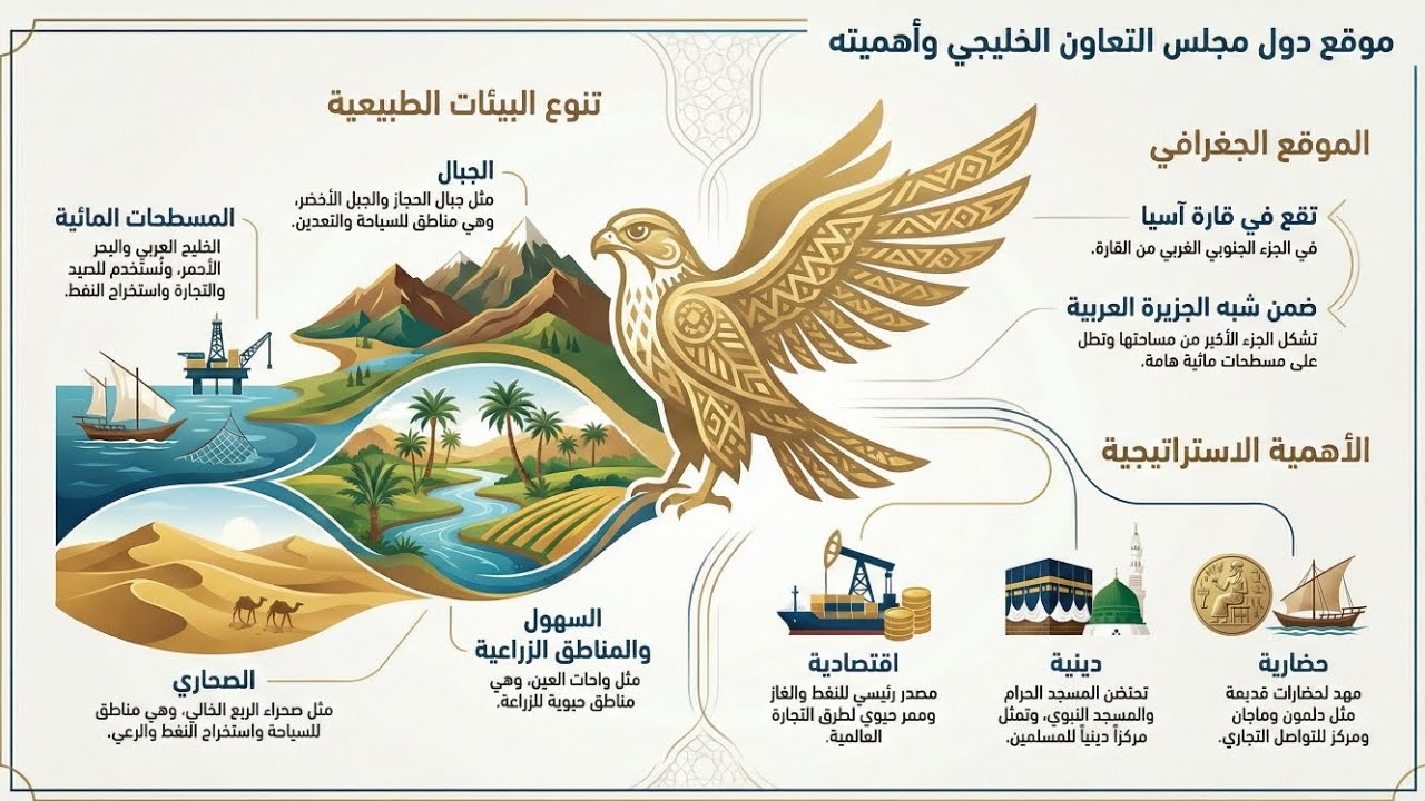 موقع دول مجلس التعاون الخليجي جغرافياً | شرح مبسط للصف الخامس