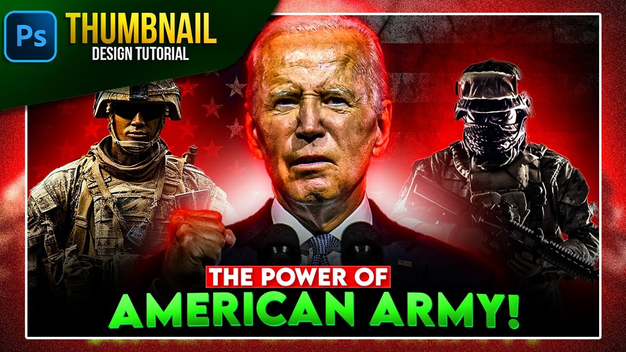 Military Power of USA: Eye-catching YouTube Thumbnail Design Tutorial Photoshop in 2024