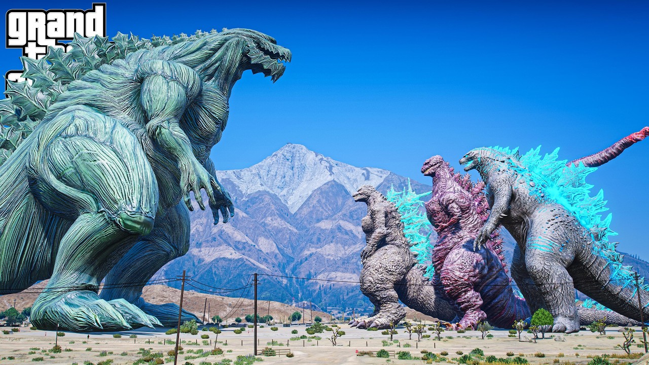The Giant Earth Godzilla vs Team Godzilla - The Legacy of Monsters ( GTA V Mods )