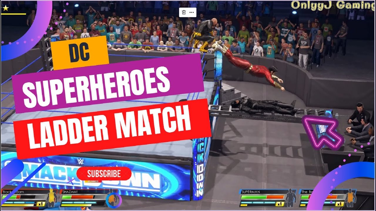 Shazam & Black Adam Vs Batman & Superman Ladder Match | DC WWE 2K22