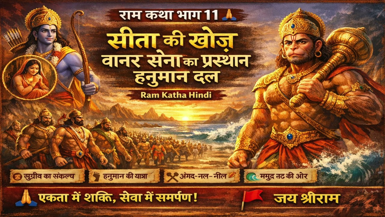 राम कथा भाग 11 🙏 | सीता की खोज | वानर सेना का प्रस्थान | हनुमान दल | Ram Katha Hindi