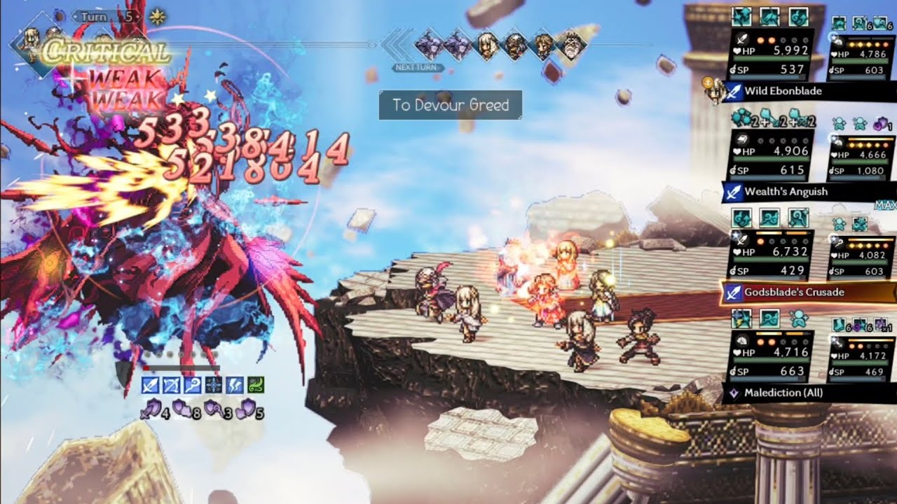 OCTOPATH TRAVELER COTC: Saint Sazantos EX3 in 5 turns ft Dark Knight A4 