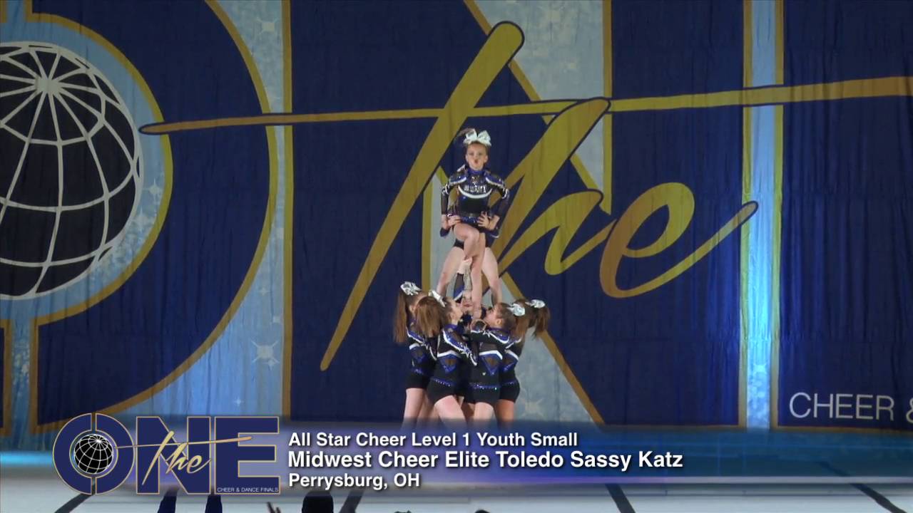 Midwest Cheer Elite Toledo Sassy Katz   All Star Cheer Level 1 Youth Small 2016 THE ONE FINALS