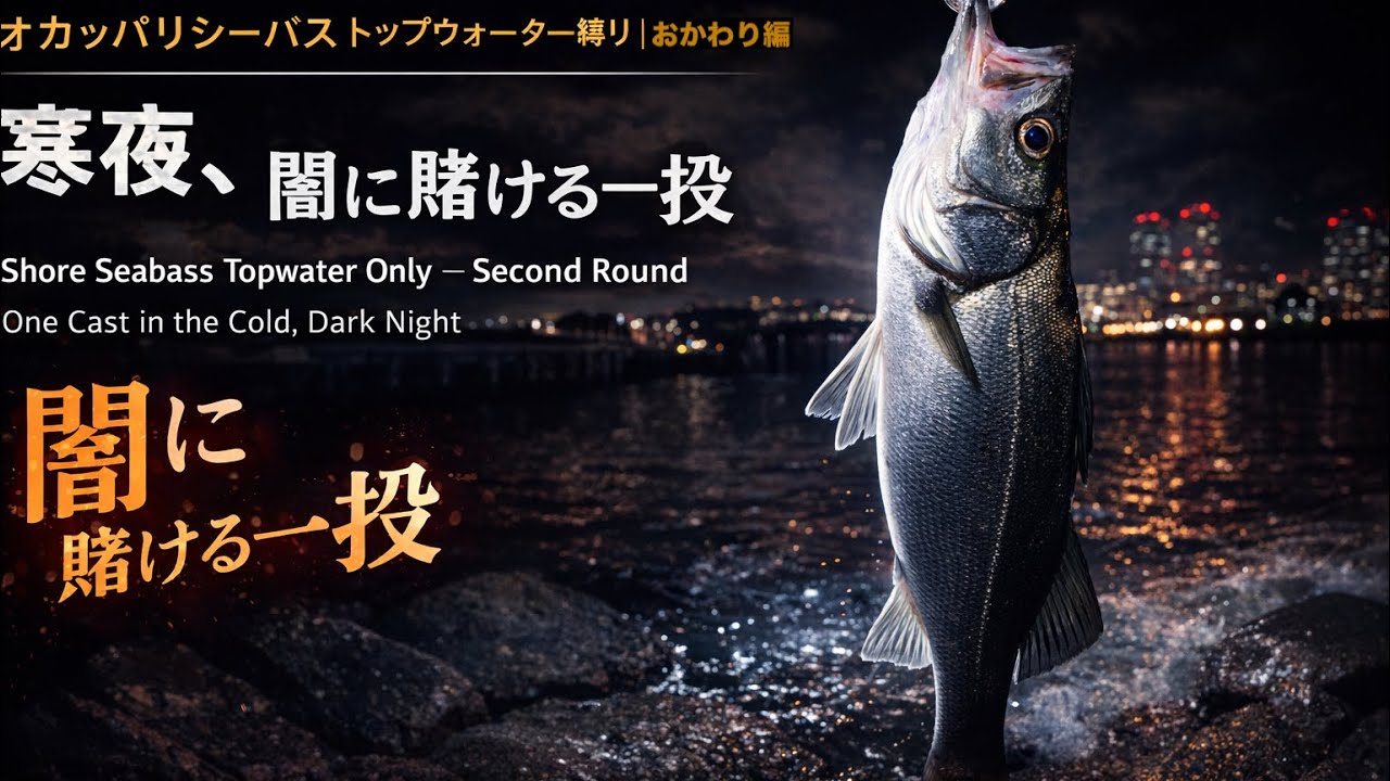 オカッパリシーバス トップウォーター縛り｜おかわり編Shore Seabass Topwater Only – Second RoundOne Cast in the Cold, Dark Night