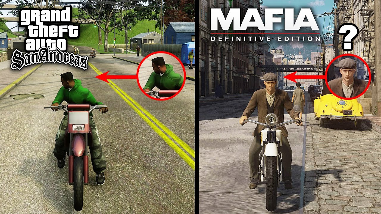 GTA San Andreas Definitive Edition VS Mafia Definitive Edition - Comparison of Physics & Details