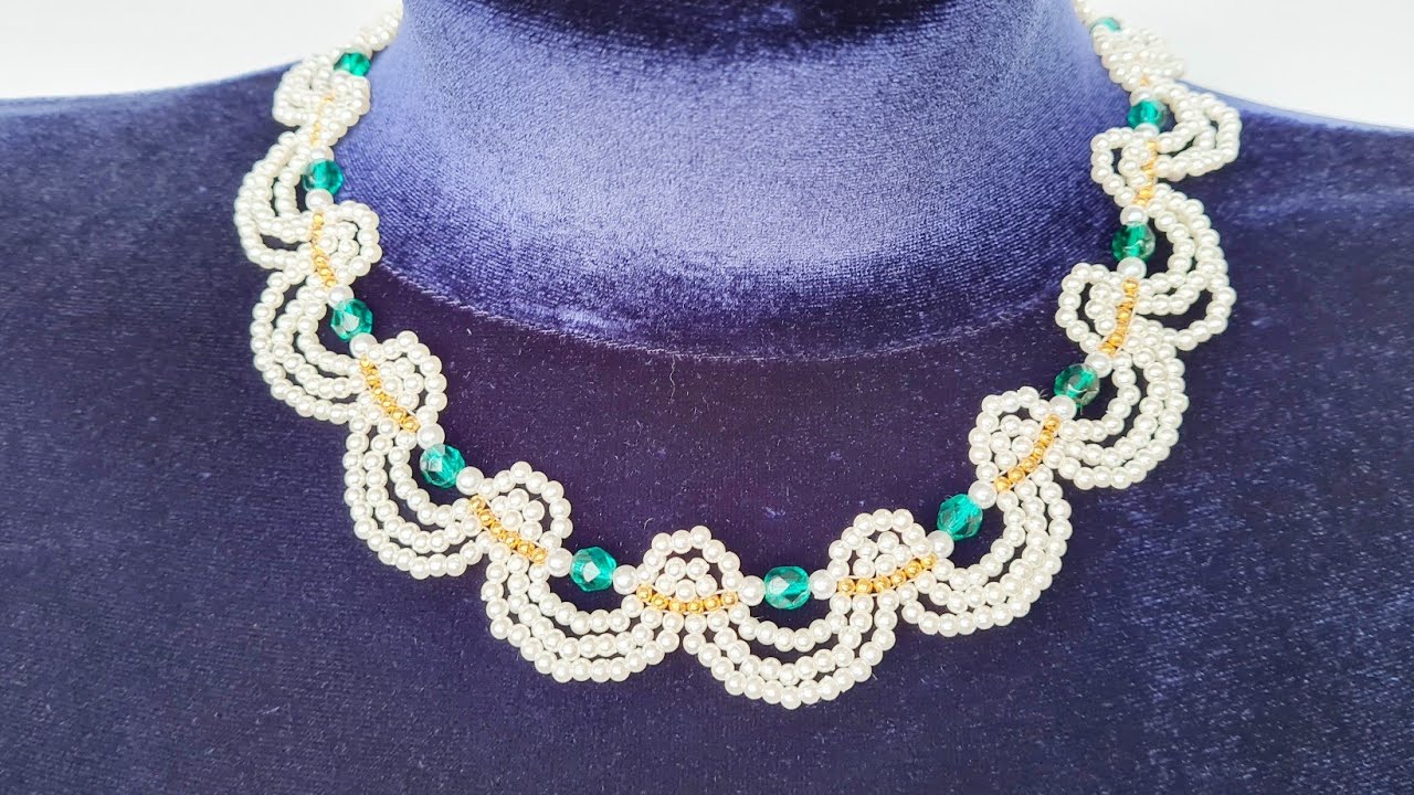 Pearl bead necklace/Bead necklace/How to make a necklace/Колье из жемчужных бусин/ЖЕМЧУЖНОЕ колье