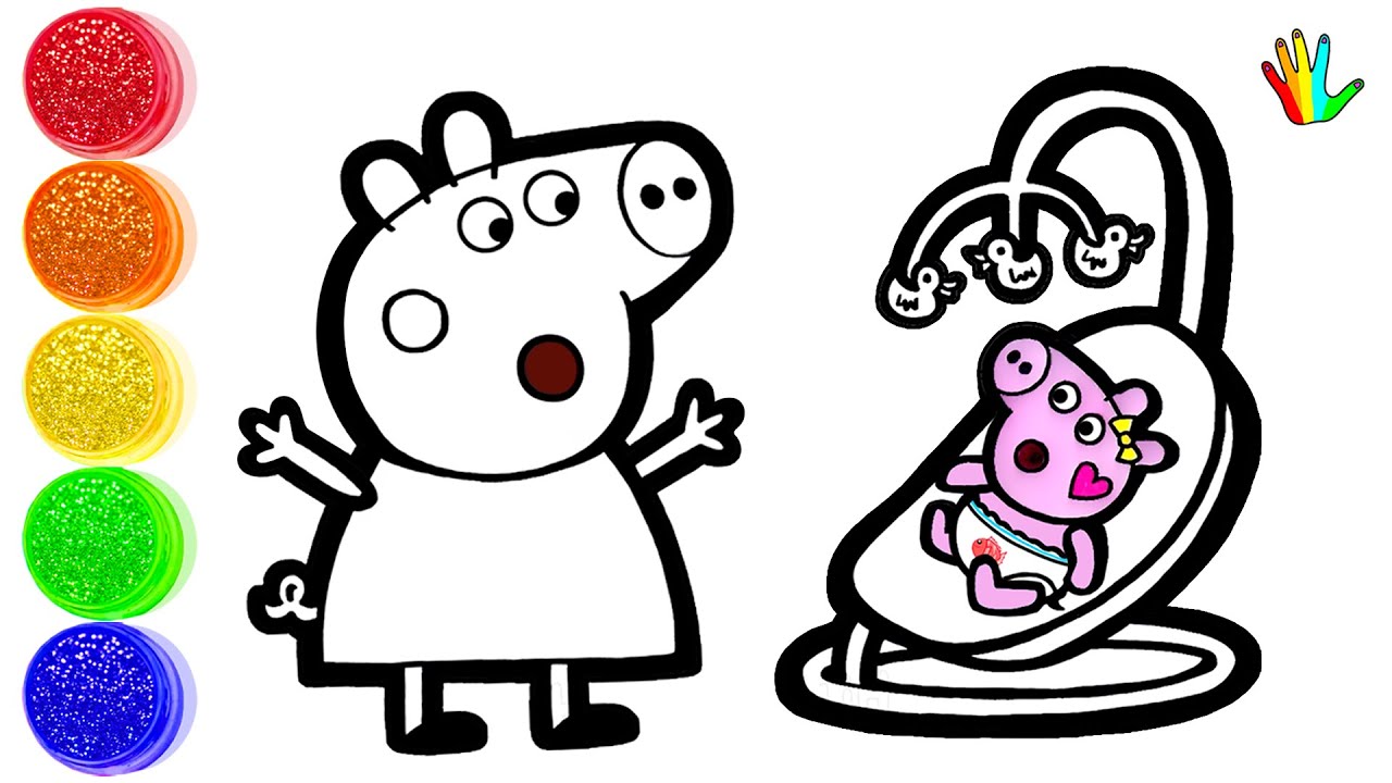 How to Draw Peppa and Chlo&eacute; with Baby Evie 🍼💛 Super Cute Scene! - Bee Art TV