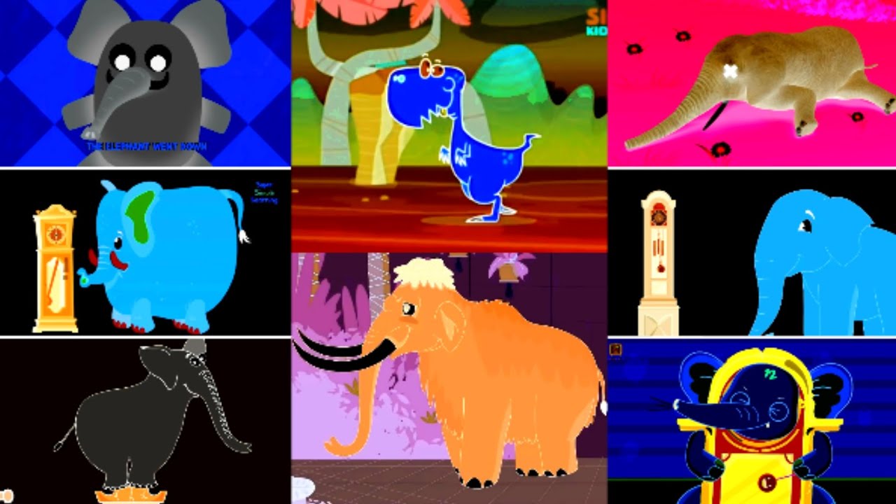 HICKORY DICKORY DOCK || DINOSAUR VS MAMMOTH & 6 ELEPHANT || 8 CLOCK CRASHER PARTY || EFFECT TUTORIAL