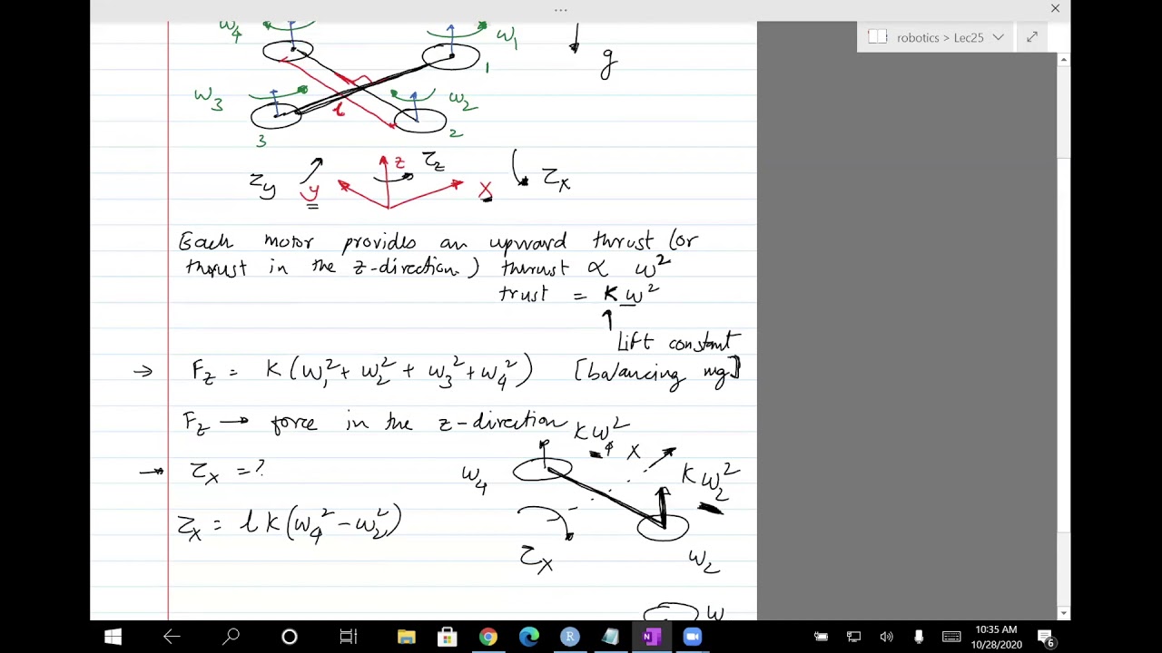Robotics Lec25,26: 3D quadcopter, derivation, simulation, animation (Fall 2020)