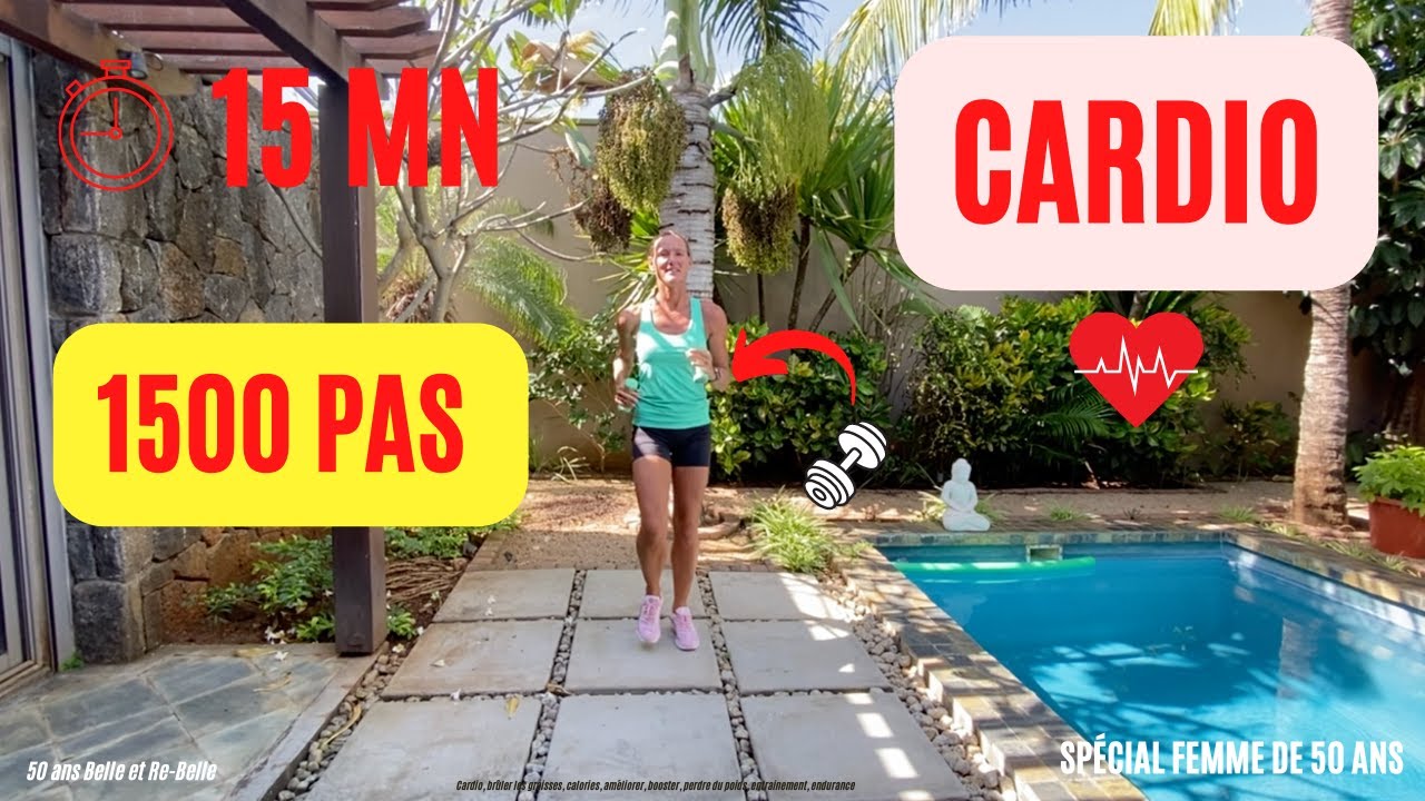 50 ans Belle et Re Belle : 15 mn CARDIO : 1500 PAS COMBINÉS AVEC EXERCICES DE BRAS (AVEC POIDS)