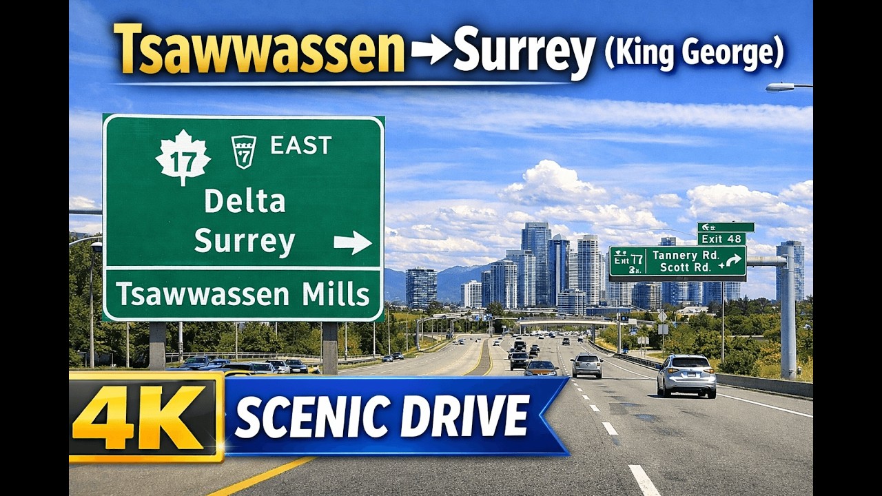 British Columbia Scenic Drive | Tsawwassen to Surrey in 4K (Calm Music)