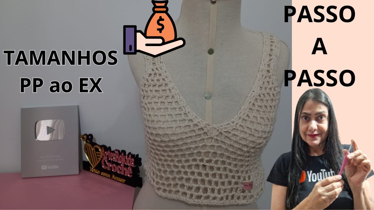 COMO FAZER  CROPPED ECONÔMICO EM CROCHÊ POR  @artesrokidscroche