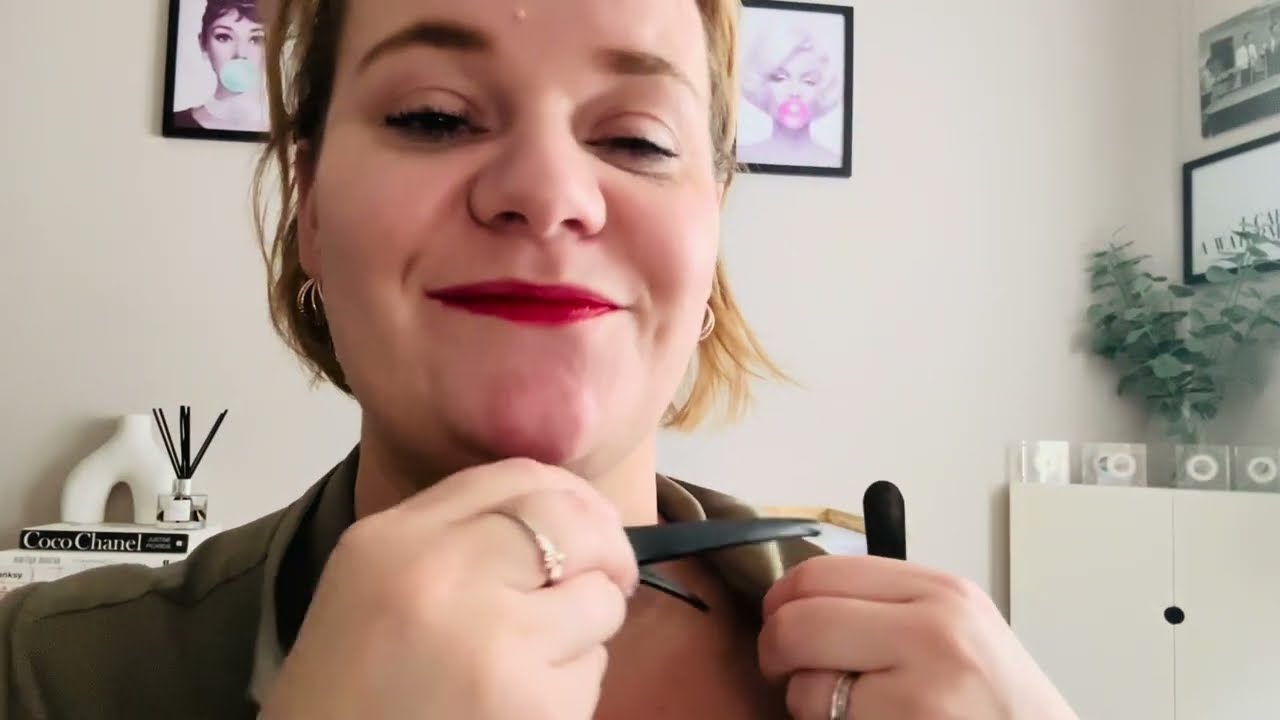 ASMR: Hair play, including foils and cutting. 