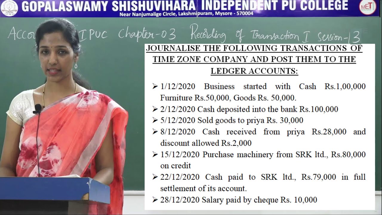 ACCOUNTANCY | 1st PUC | CH 03 | RECORDING OF TRANSACTION I - LEDGER ACCOUNT | S13