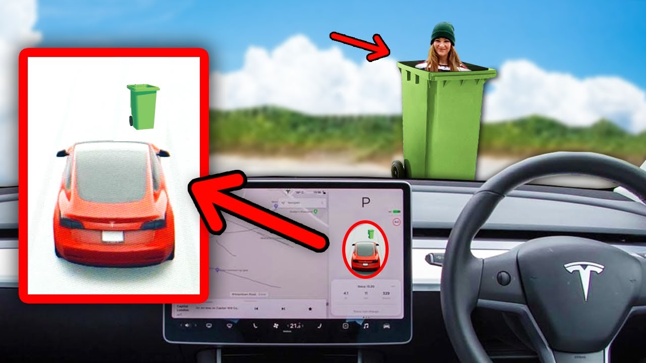 Tricking Tesla Autopilot into thinking my Girlfriend is a Wheelie Bin