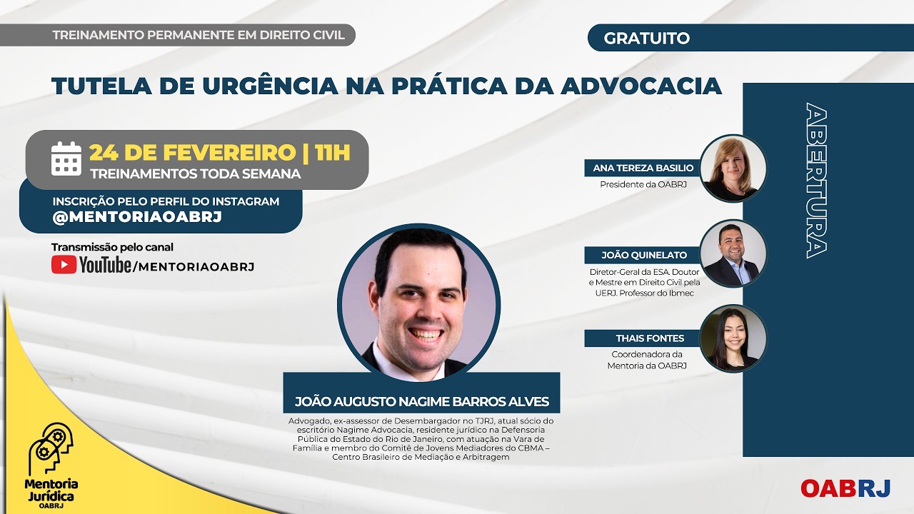 Tutela de urgência na prática da advocacia - Treinamento em Direito Civil - 24/02 - 11H