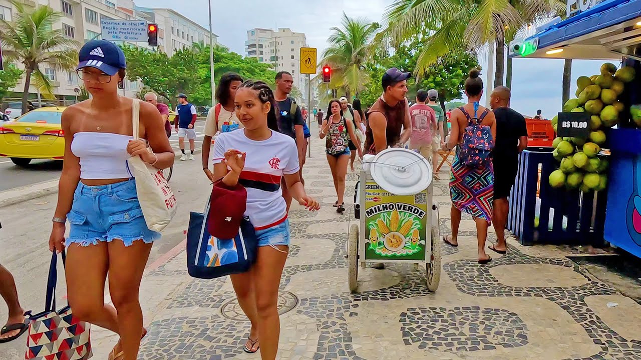 Rio de Janeiro Brazil,  Ipanema Beach - Walking Tour Cloudy Day 2025
