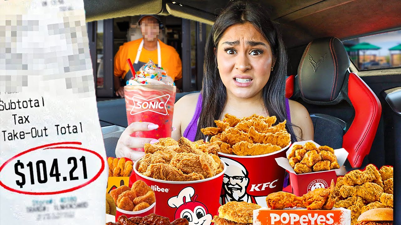 Letting The Person In FRONT of Me DECiDE What I Eat for 24 HOURS Challenge!