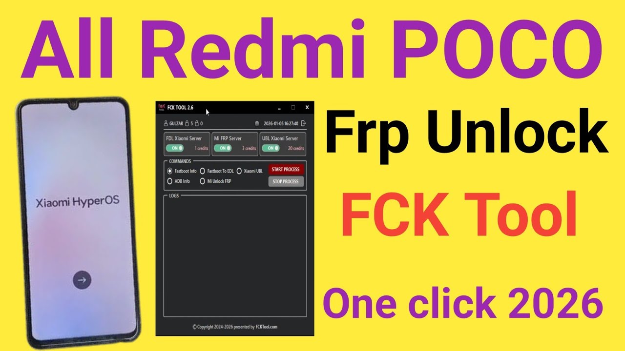 Redmi/Poco/Mi Xiaomi HyperOs Frp Unlock One click FCK Tool all Redmi android 14/15 100% Working 2026