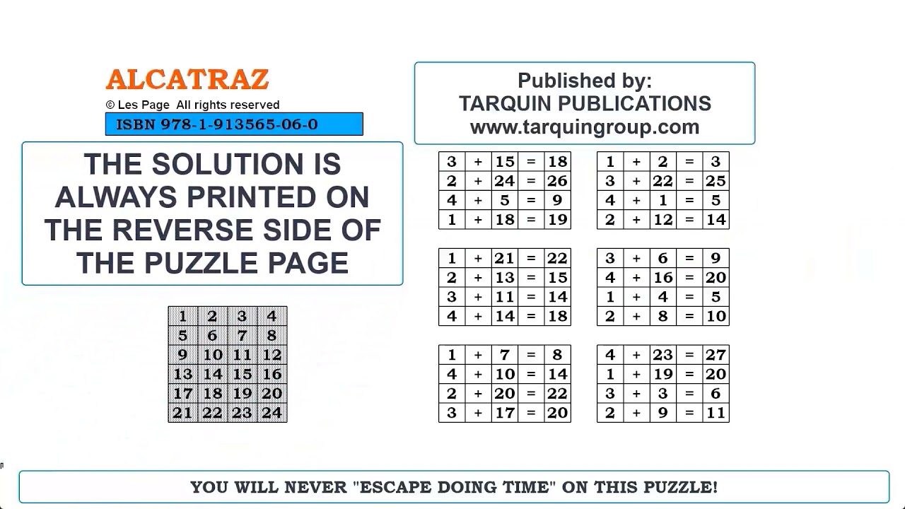 NUMBER PUZZLES BY LES PAGE ALCATRAZ